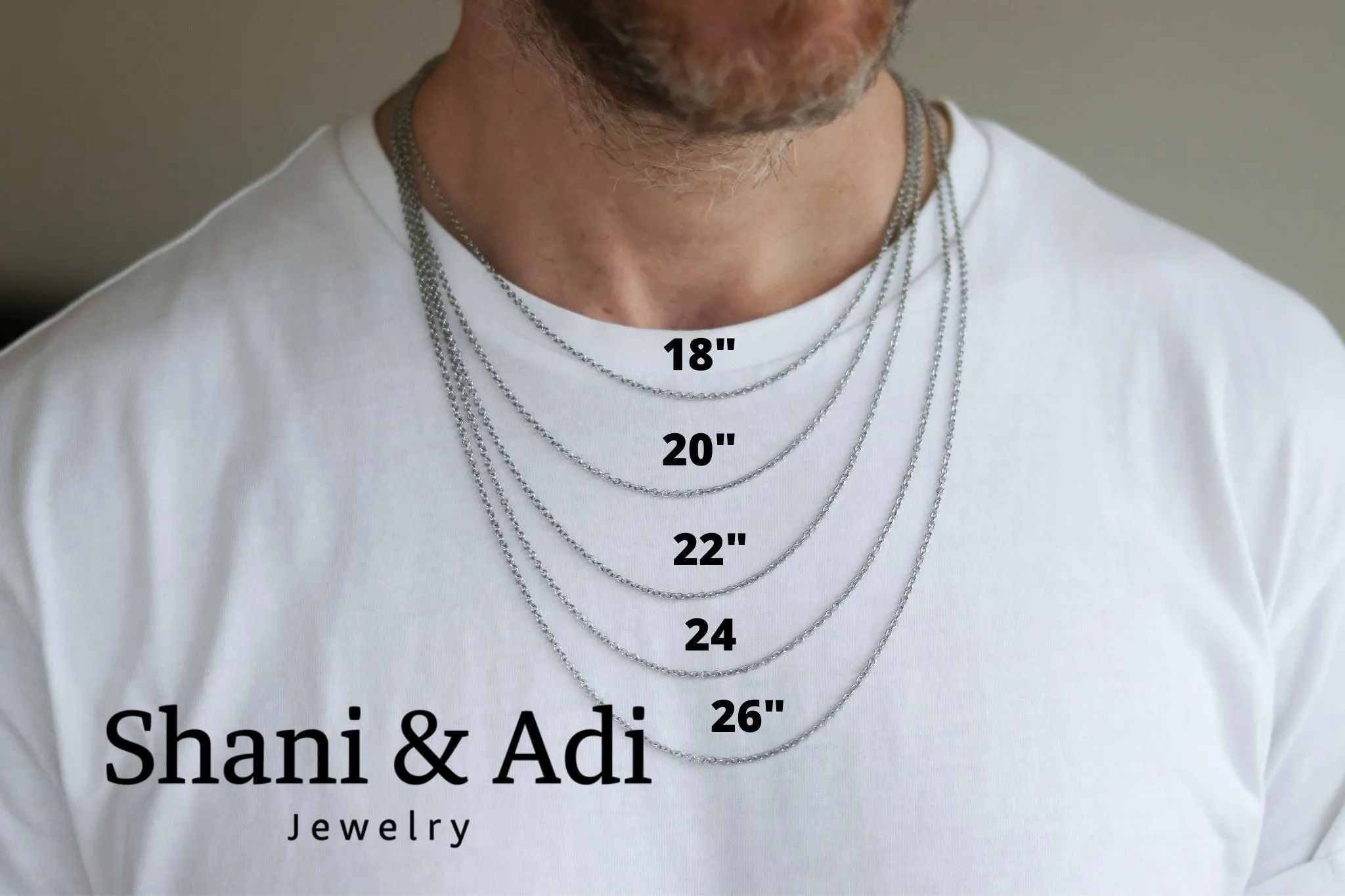 Chain necklace for men, men's necklace, silver waterproof Rolo cable chain, stainless steel chain necklace, gift for him, yoga, minimalist