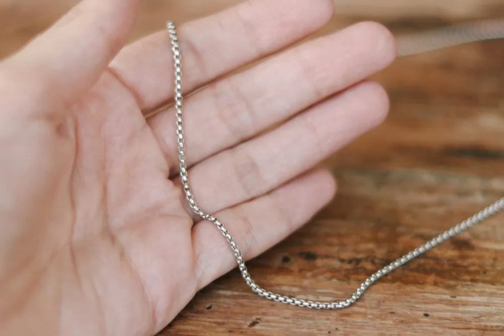 Chain necklace for men, men's necklace, silver waterproof Rolo cable chain, stainless steel chain necklace, gift for him, yoga, minimalist