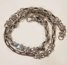 Chain Wrap Bracelet With Rhinestone Bling Two Tone