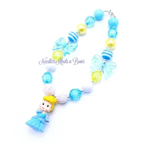 Cinderella Chunky Bead Bubblegum Necklace, Cinderella Bubblegum Necklace, Girls Jewelry