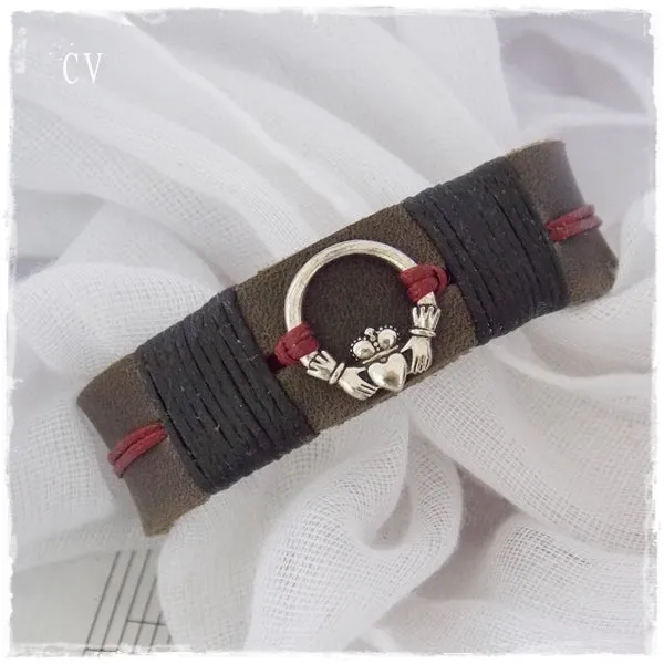 Claddagh Leather Bracelet