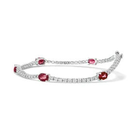 Classic Tennis Bracelet with Ruby Gemstones | White Gold
