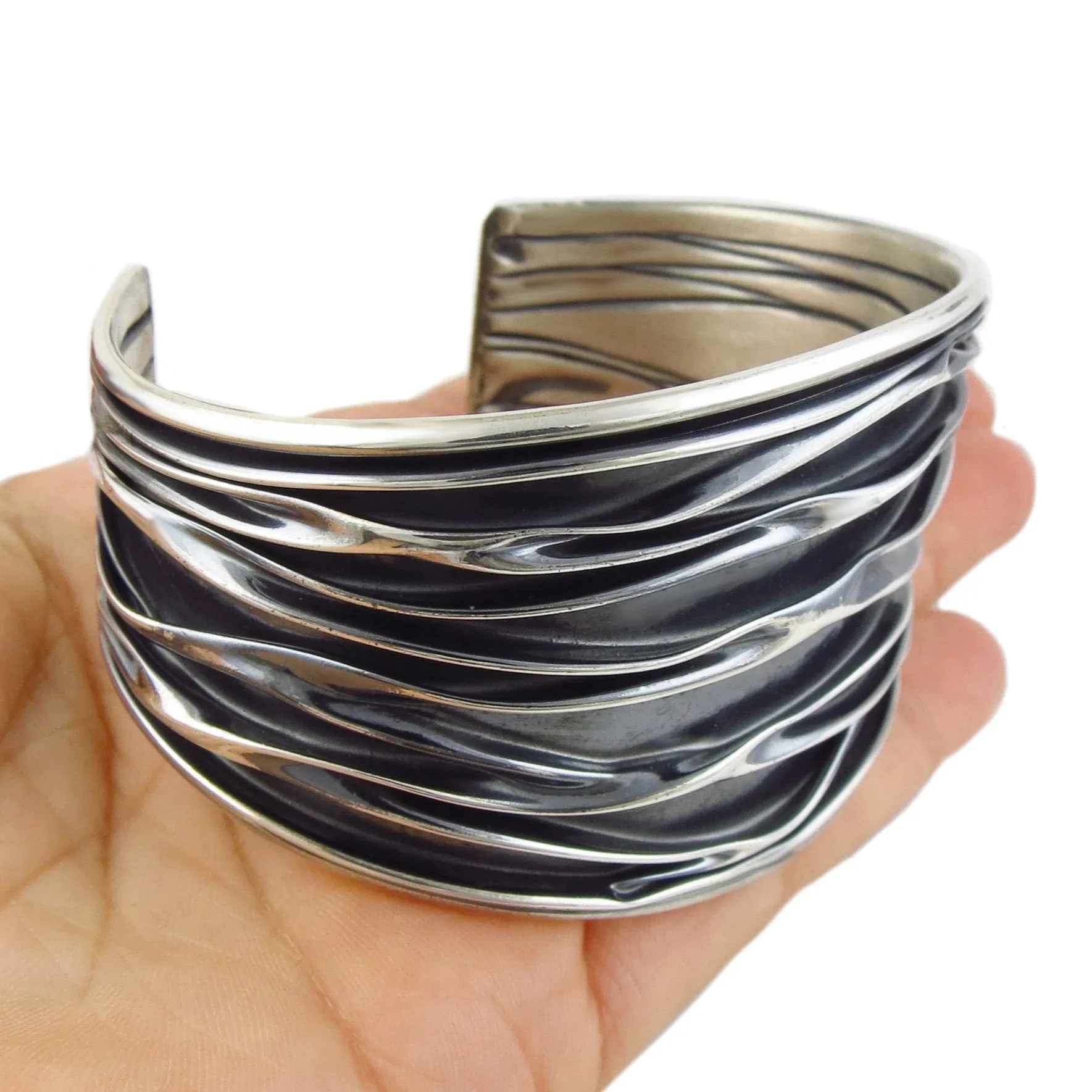 Crushed Sterling Silver Bracelet Cuff