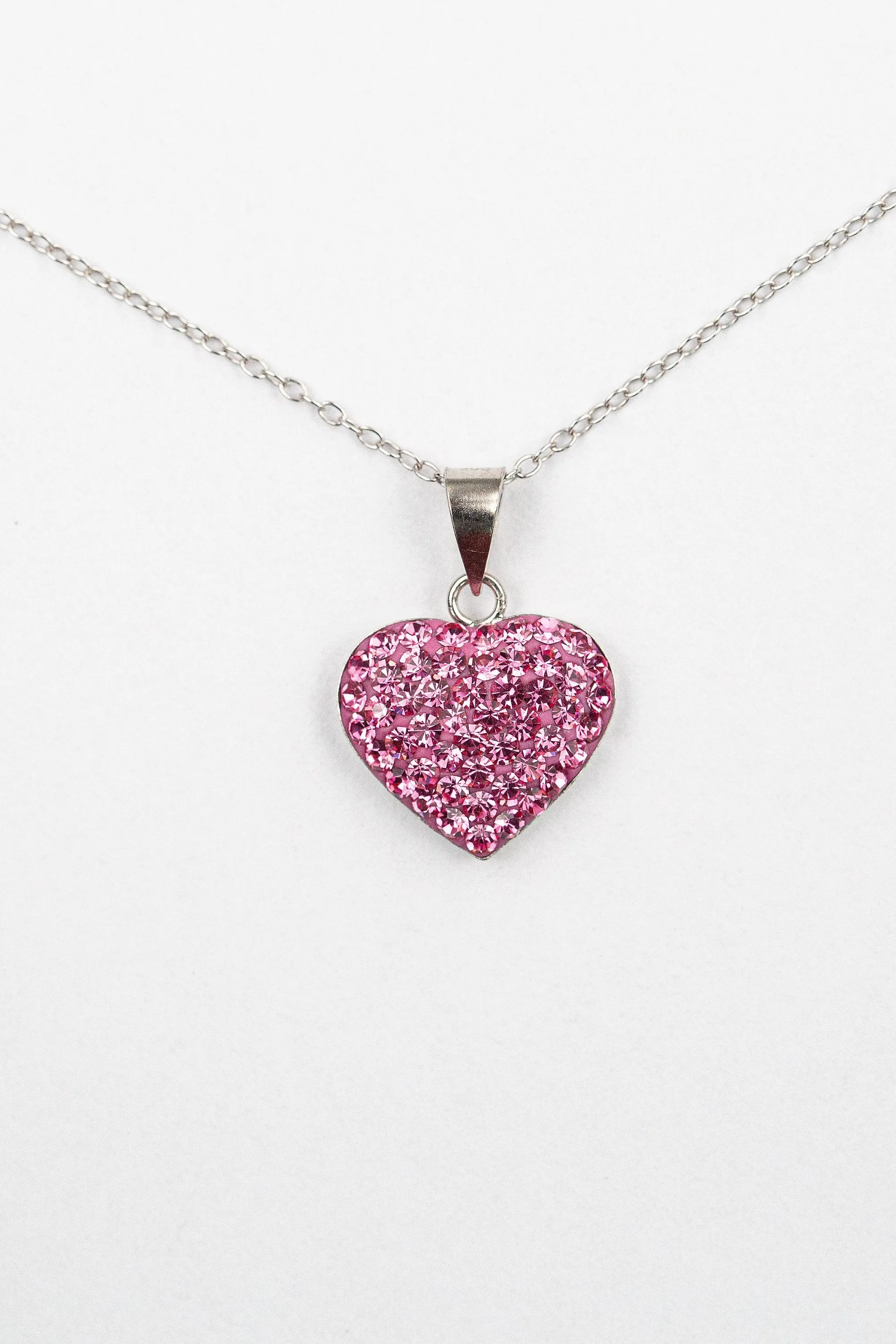 Crystal Pave Heart Sterling Silver Necklace