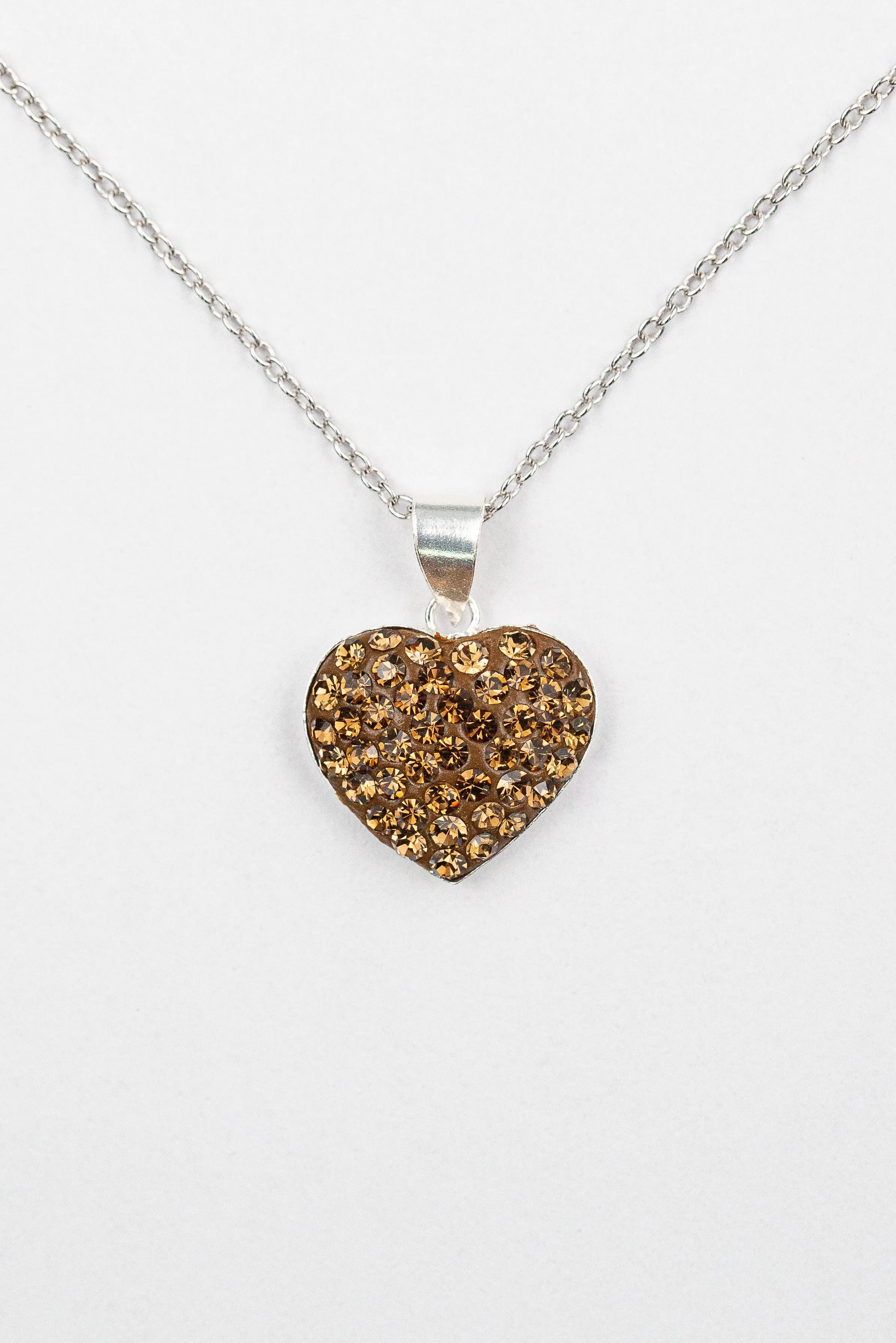 Crystal Pave Heart Sterling Silver Necklace
