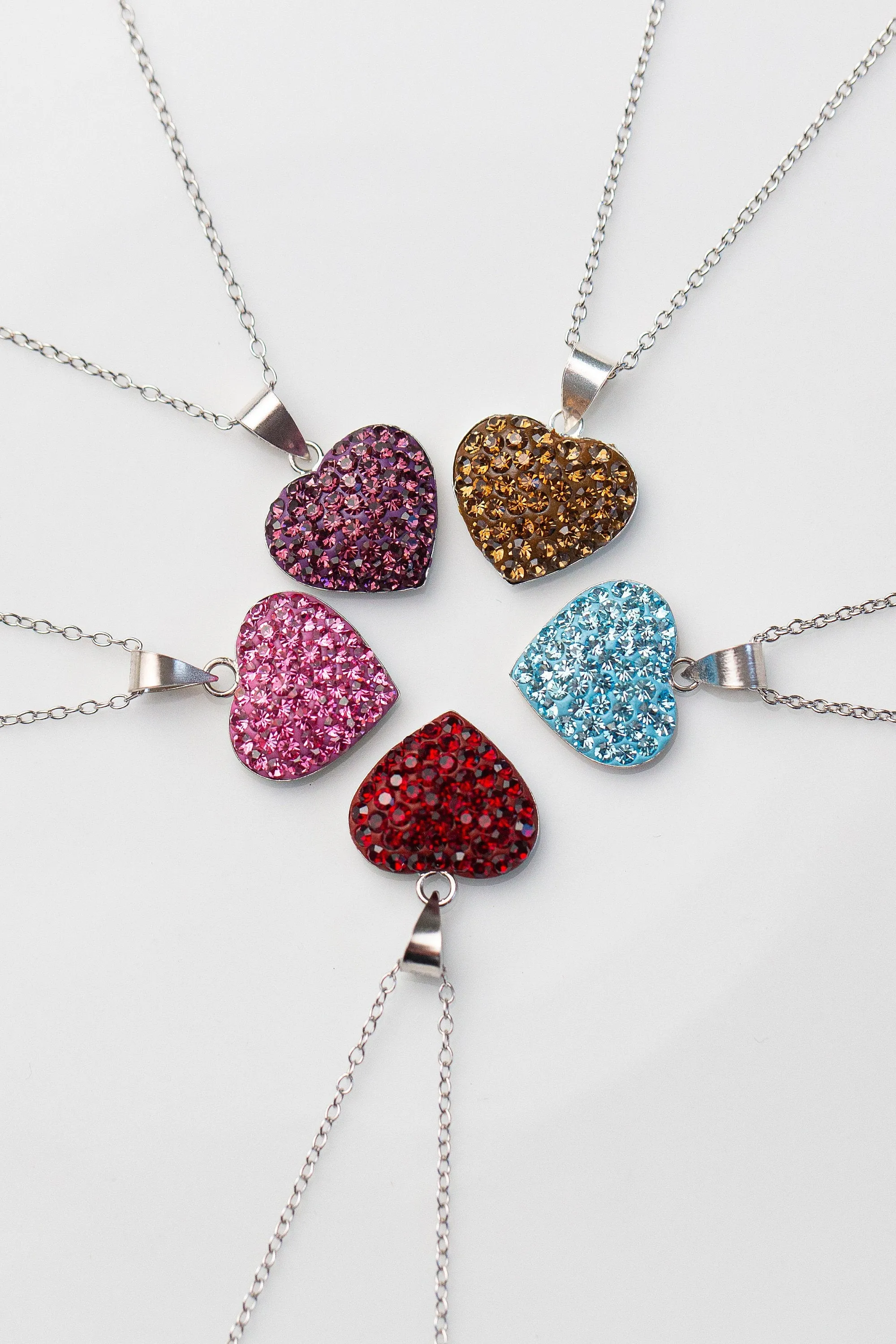 Crystal Pave Heart Sterling Silver Necklace