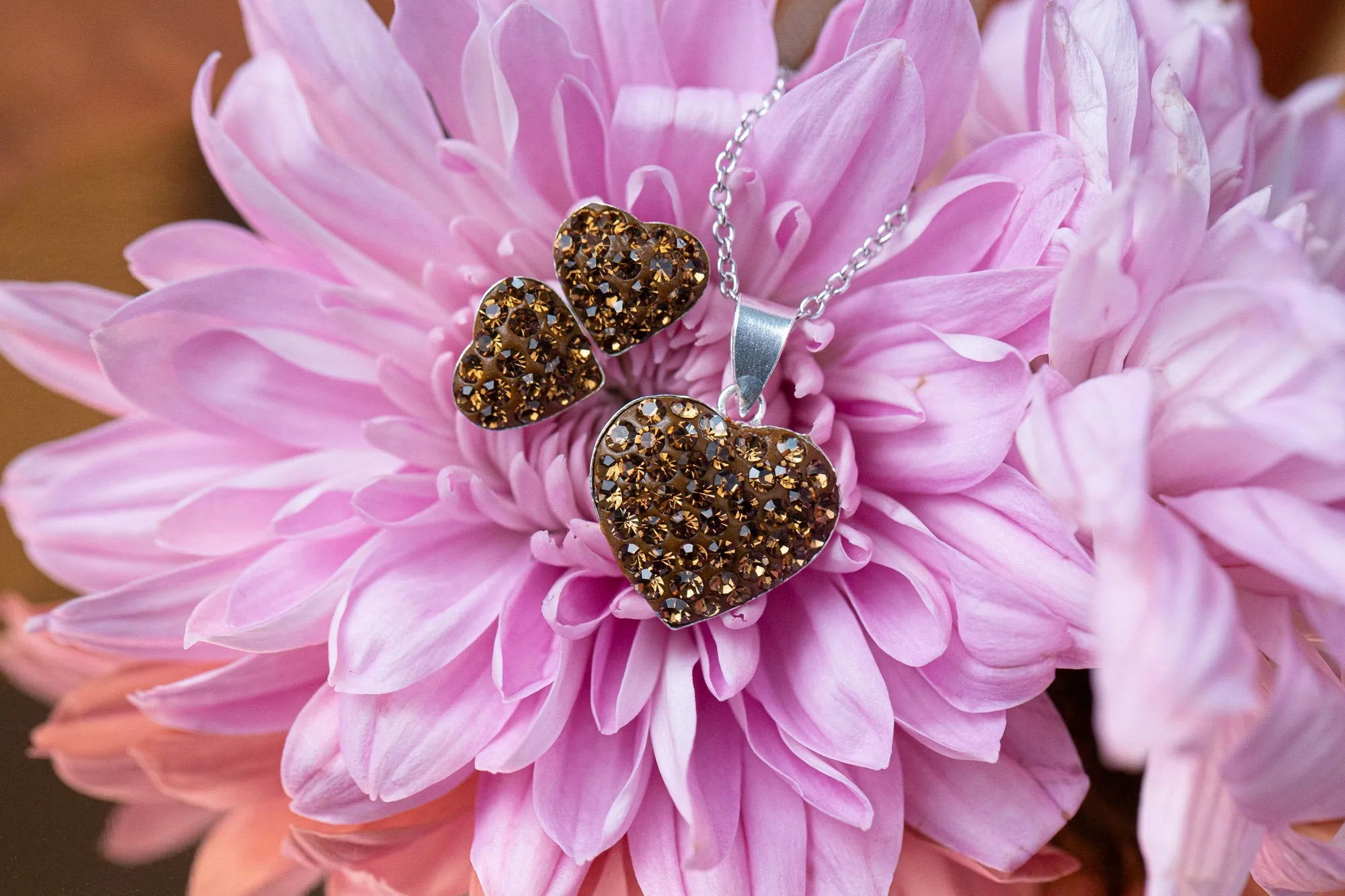 Crystal Pave Heart Sterling Silver Necklace
