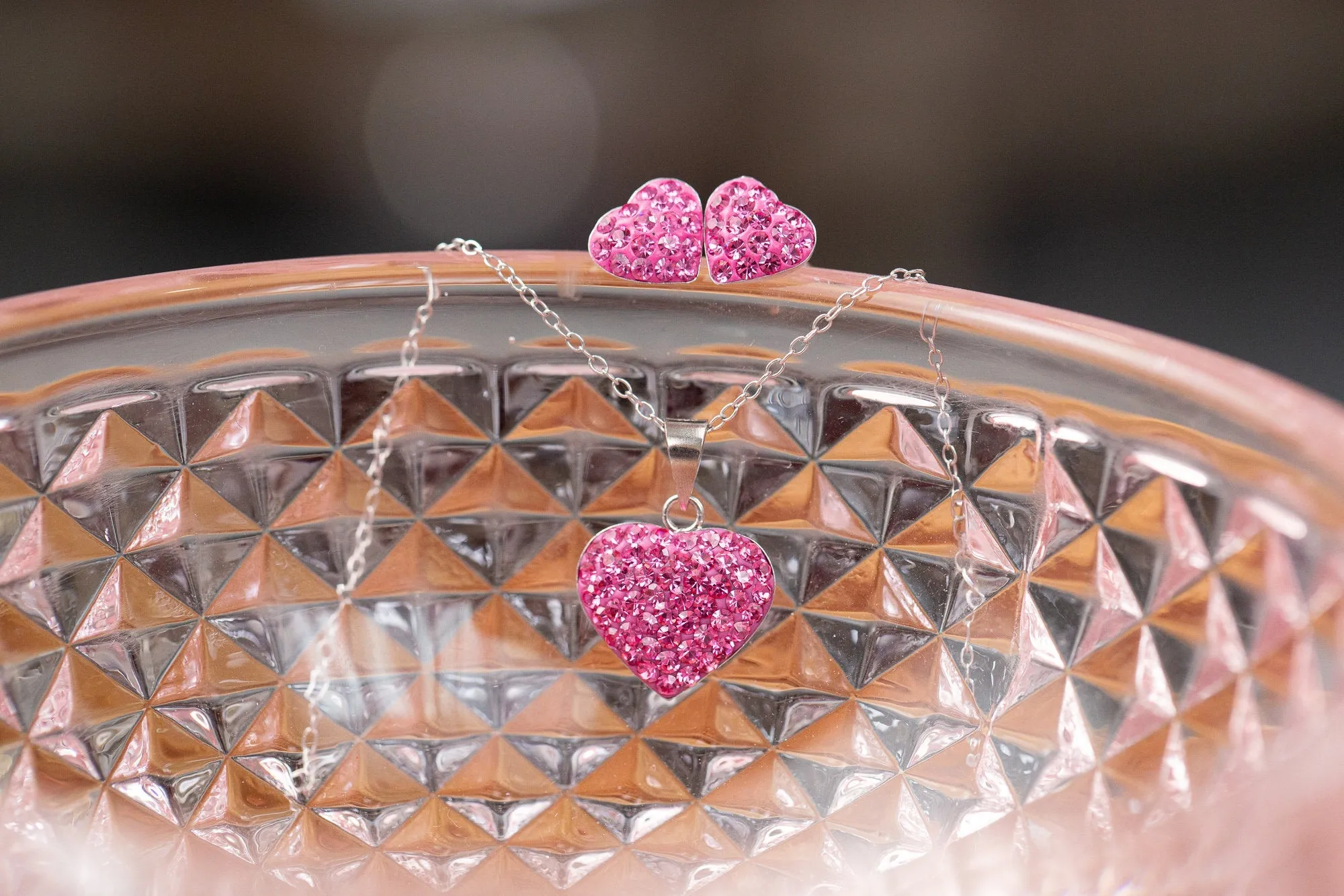 Crystal Pave Heart Sterling Silver Necklace