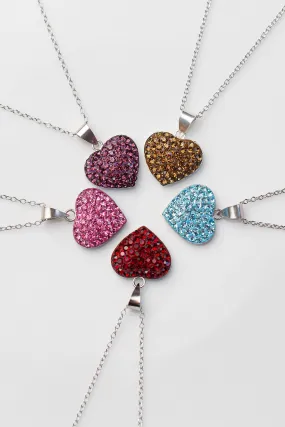 Crystal Pave Heart Sterling Silver Necklace