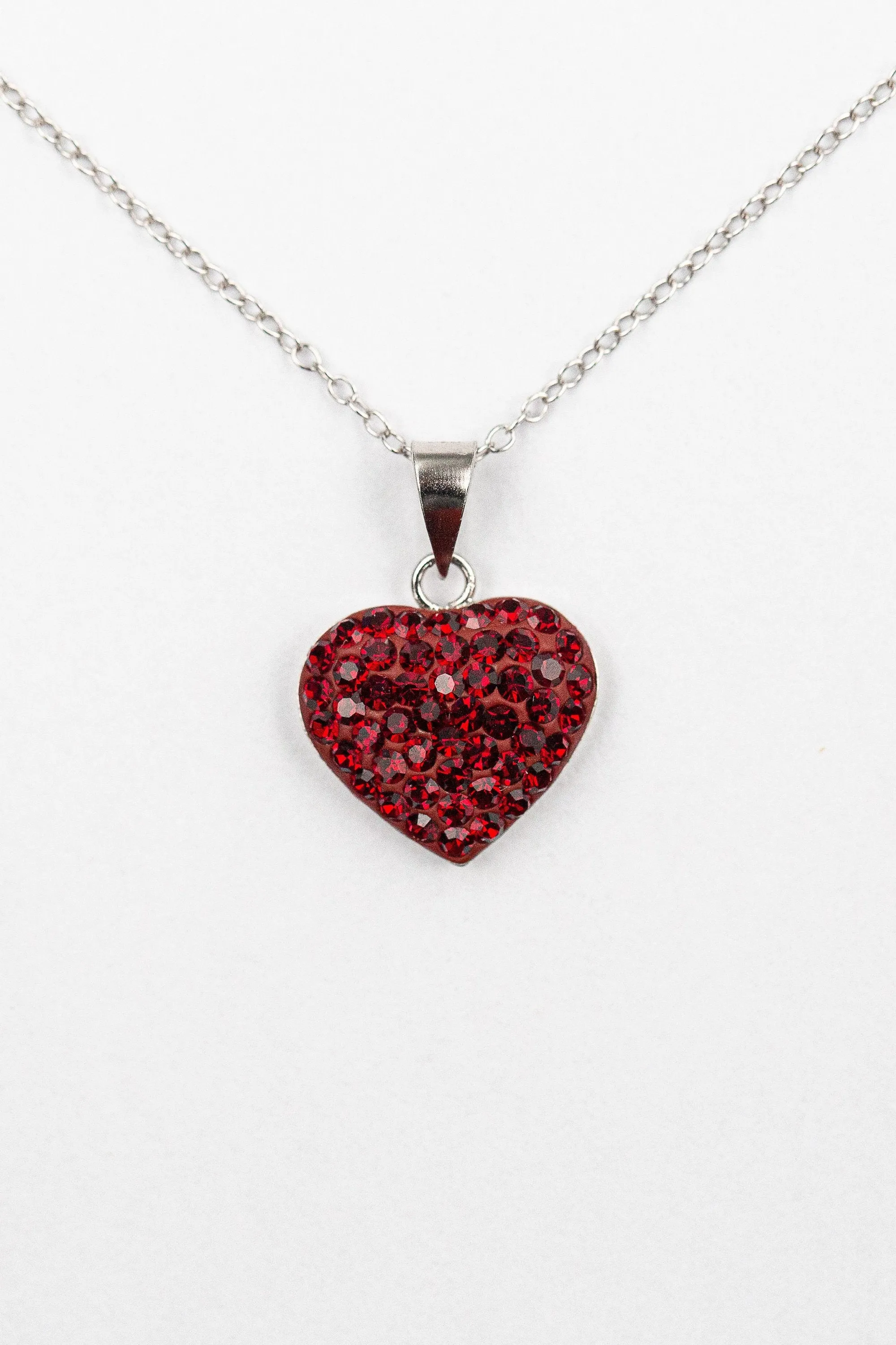 Crystal Pave Heart Sterling Silver Necklace