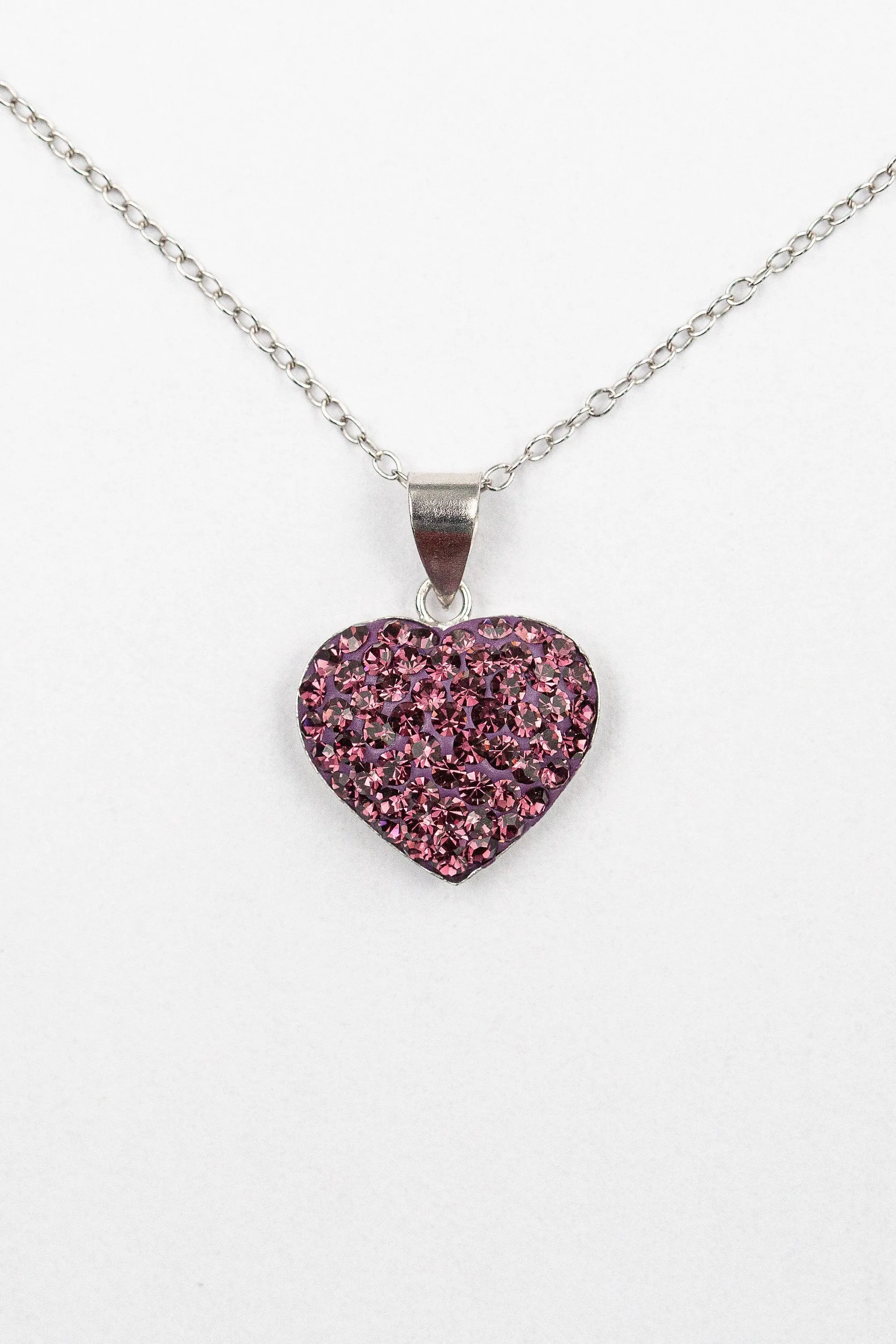 Crystal Pave Heart Sterling Silver Necklace