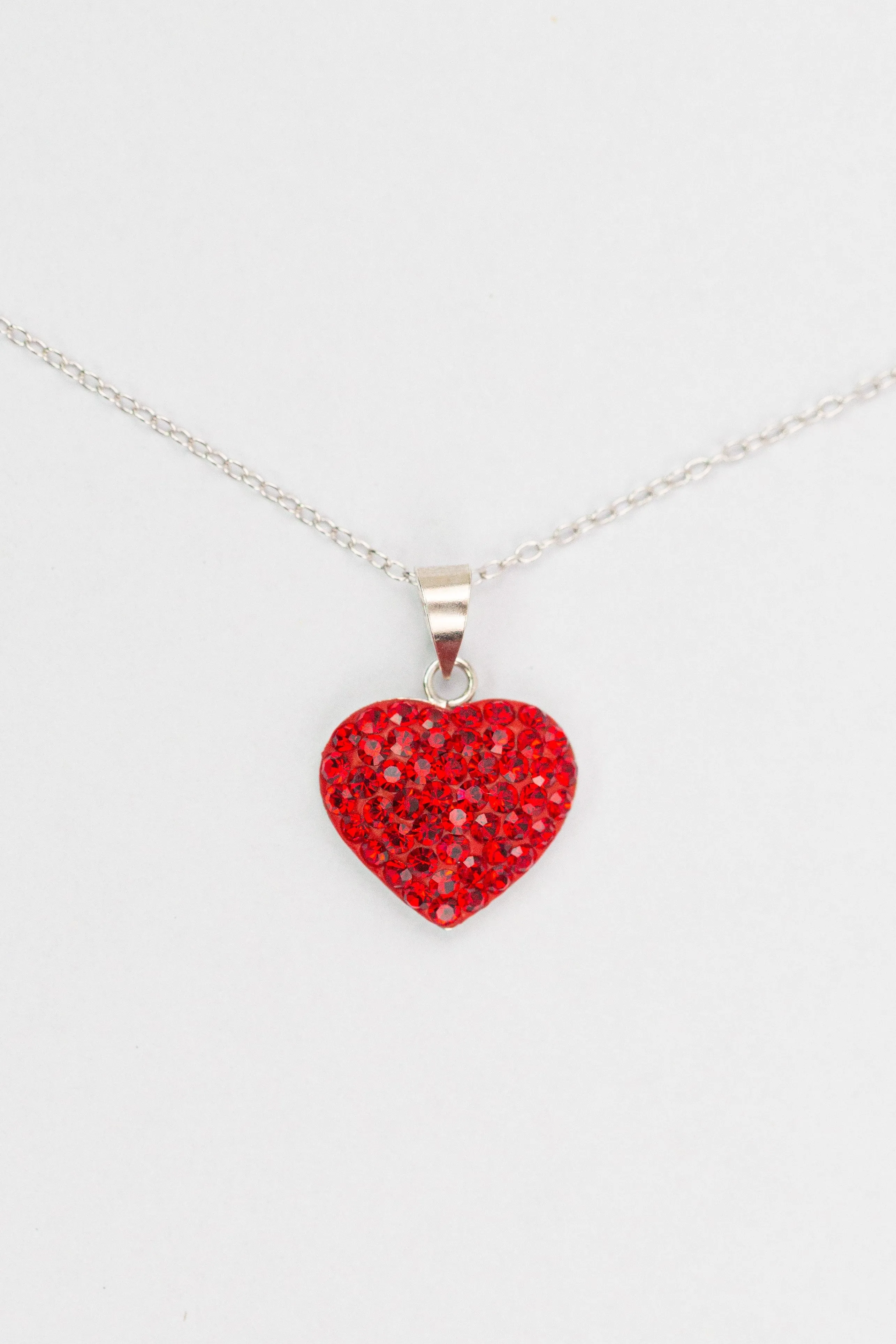 Crystal Pave Heart Sterling Silver Necklace