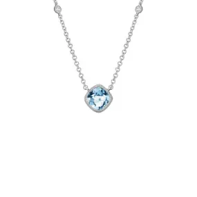 Cushion Cut Aquamarine and Diamond Necklace #N3485-01