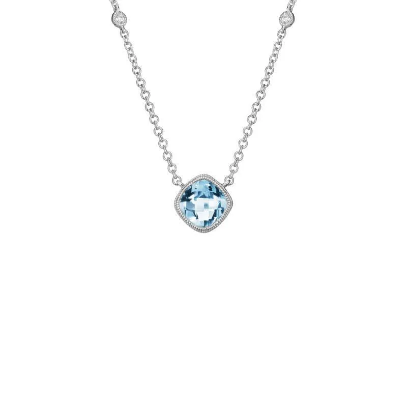 Cushion Cut Aquamarine and Diamond Necklace #N3485-01