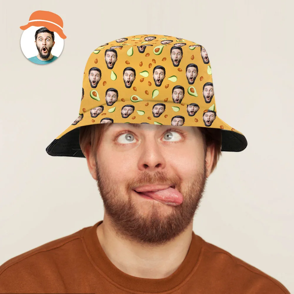 Custom Face Bucket Hat Personalised Avocado Bucket Hat Summer Wide Brim Fisherman Hat Gifts