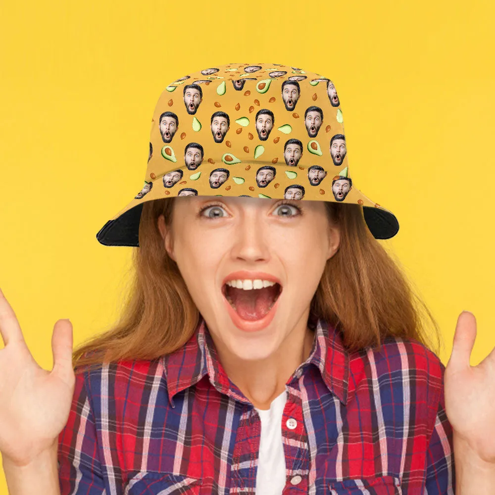 Custom Face Bucket Hat Personalised Avocado Bucket Hat Summer Wide Brim Fisherman Hat Gifts