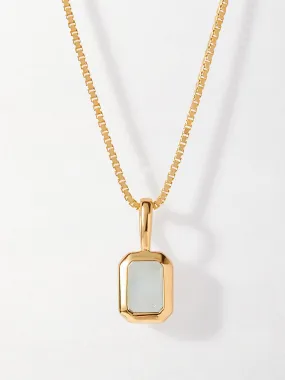 Deco aquamarine March birthstone necklace