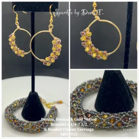 Denim Bronze Gold Bracelets and Earrings