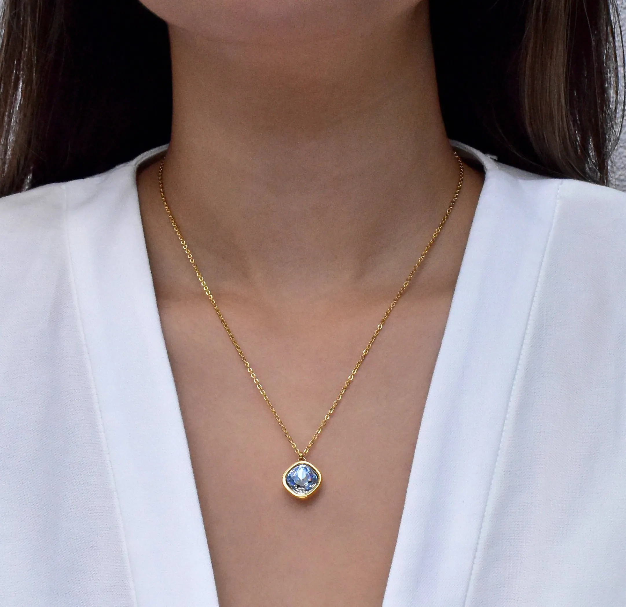 DESIREE AQUAMARINE BIRTHSTONE PENDANT NECKLACE - MARCH