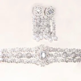 Dilara Choker Set - Jaipur Rose White Gold Plated Luxury Designer Indian Jewelry Online (Copy)