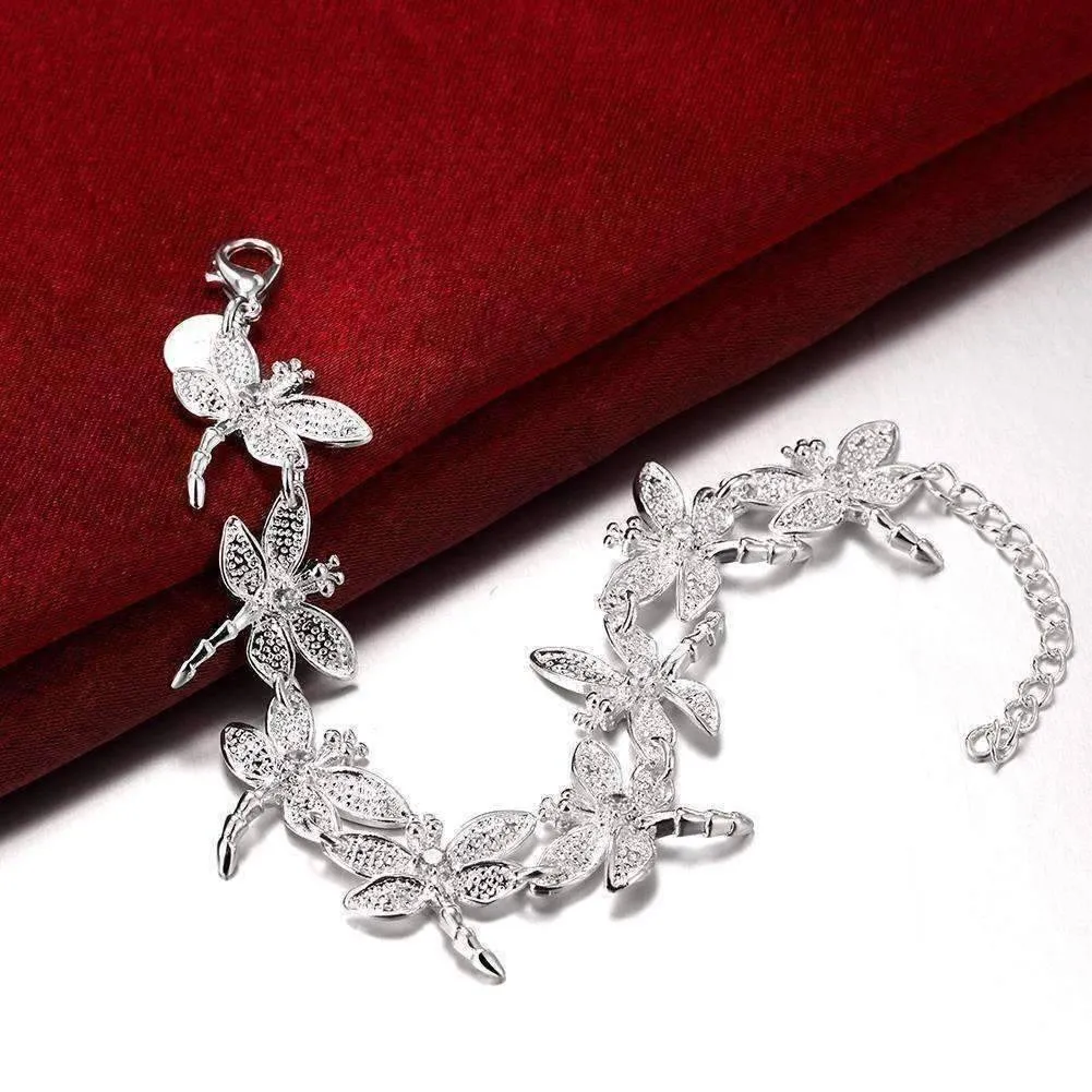 Dragonfly Chain Silver Bracelet