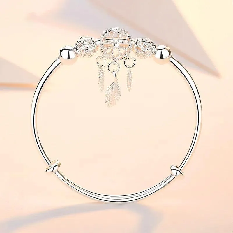 Dreamcatcher Charm Bracelet: Elegant Silver Cuff for Women's Special Occasions