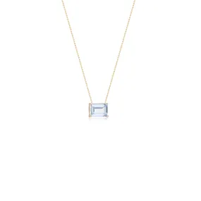 Emerald Cut Aquamarine 1.0 Ct. Solitaire Necklace, 14k Yellow Gold