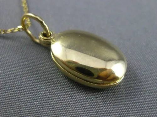 ESTATE 14KT YELLOW GOLD 3D OVAL HAND ETCHED LOCKET FLOATING PENDANT #25178