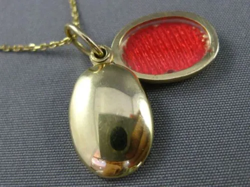 ESTATE 14KT YELLOW GOLD 3D OVAL HAND ETCHED LOCKET FLOATING PENDANT #25178