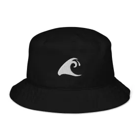 Extremely Stoked®️ White Epic Wave Logo on Black Organic Bucket Hat