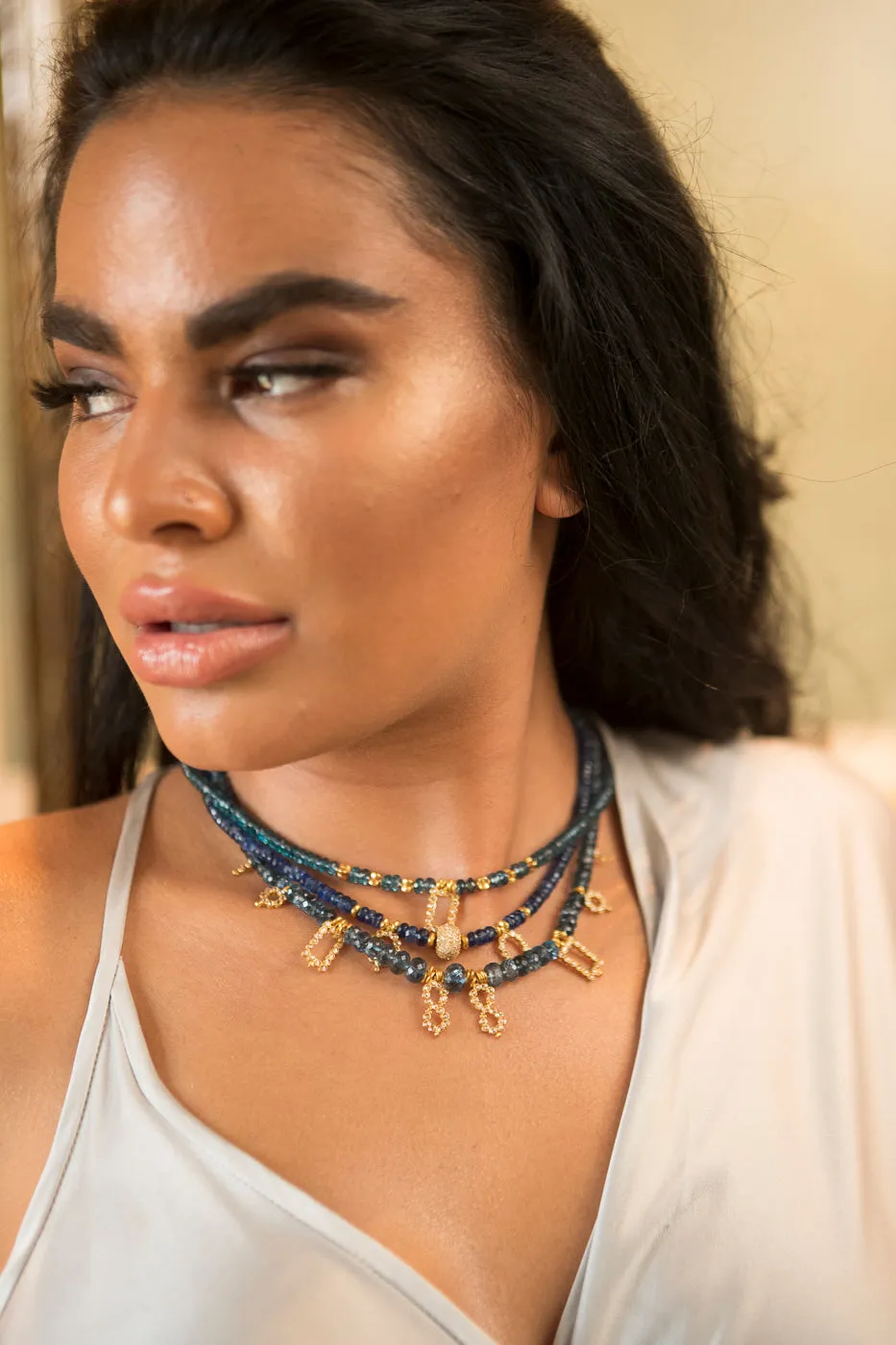 Faceted Deep Aquamarine Necklace