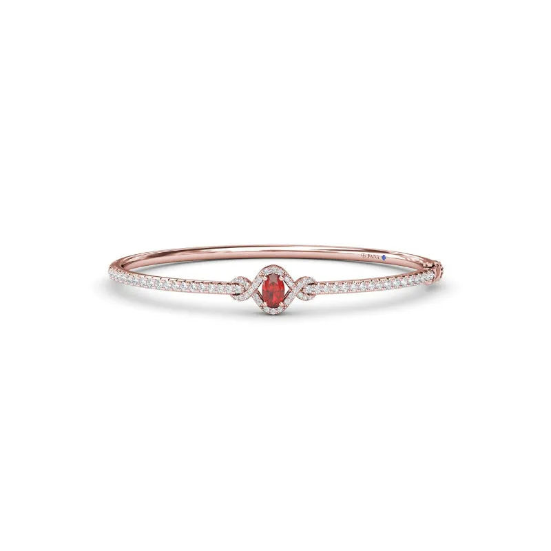 Fana Love Knot Ruby and Diamond Bangle Bracelet