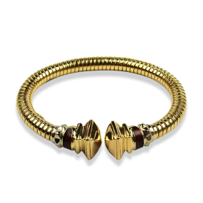 Fidia Gioielli Estate 18K Yellow Gold Enamel Coil Cuff Bracelet
