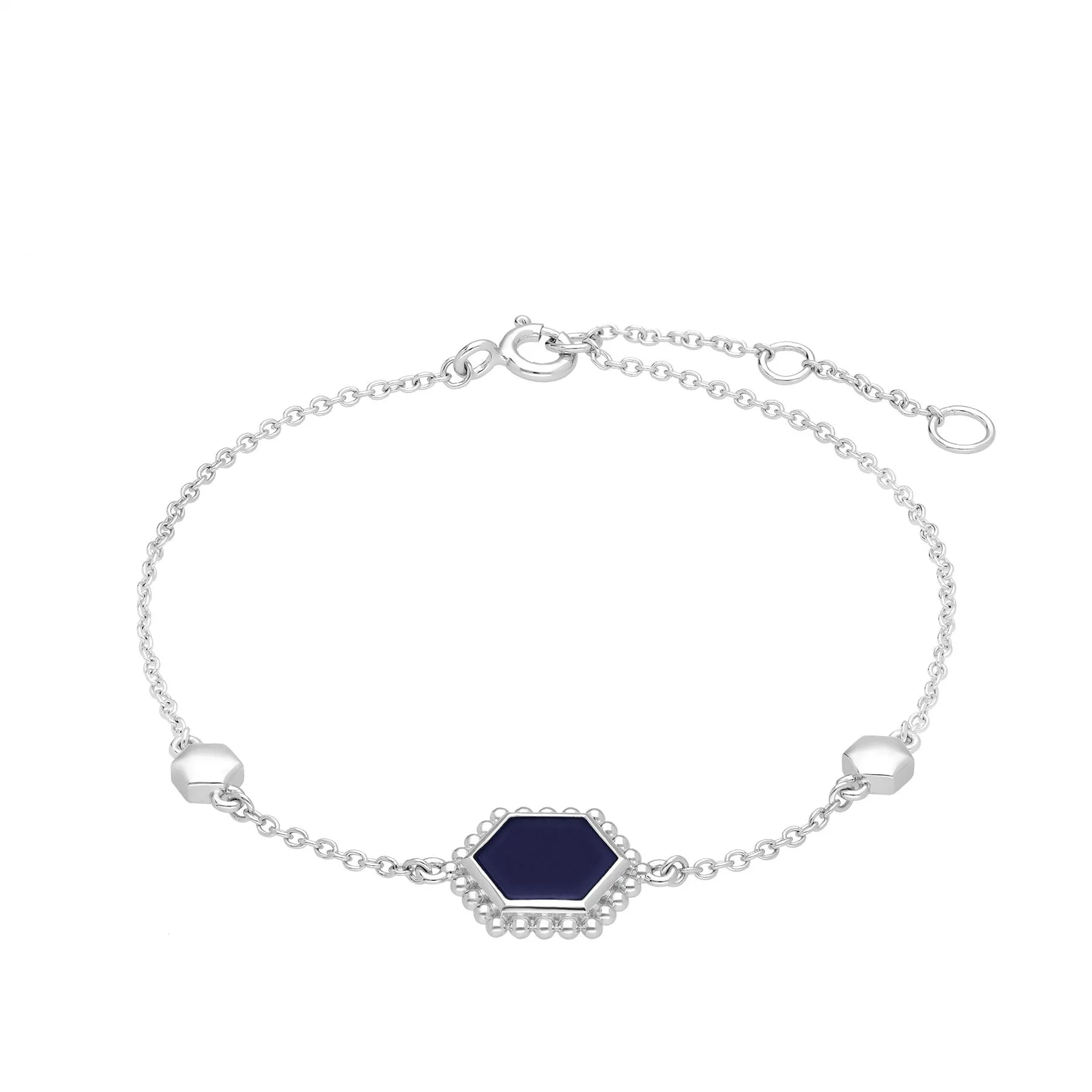 Flat Slice Hex Lapislazuli Armband in 925 Sterling Silber
