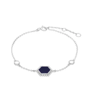 Flat Slice Hex Lapislazuli Armband in 925 Sterling Silber