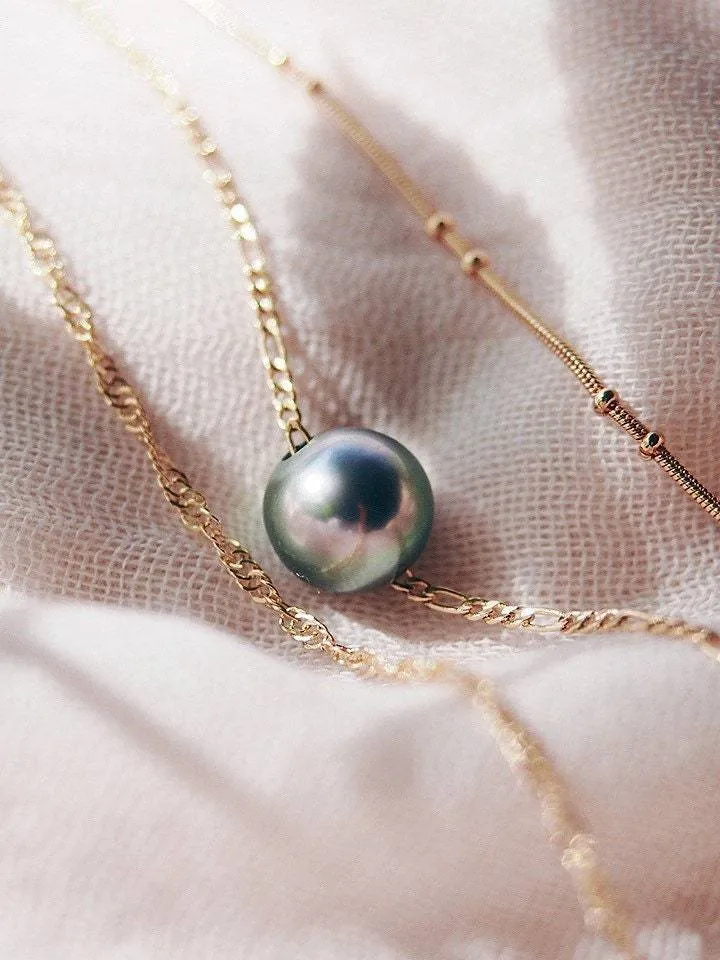 Floating Tahitian Pearl Necklace Set