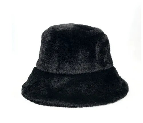 Fluffy bucket hat.