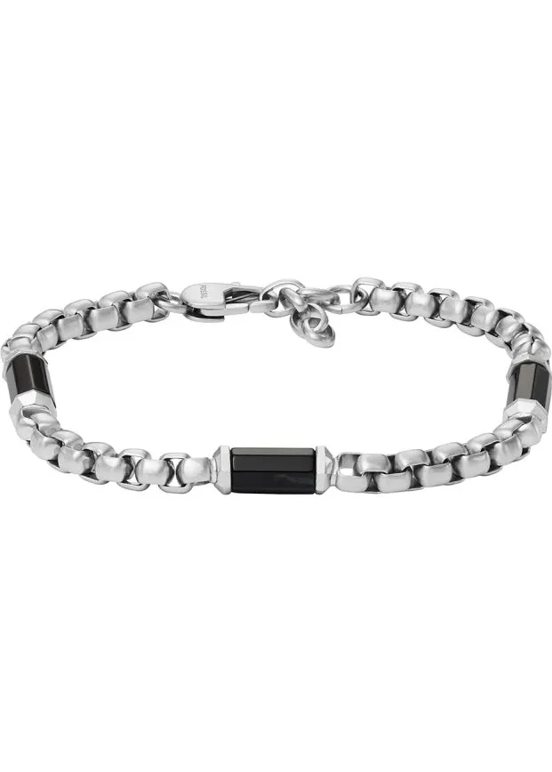 FOSSIL JEWELLERY  STACKED UP BLACK AGATE BEADED BRACELET JF04604040