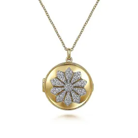 Gabriel & Co. 14K White-Yellow Gold Diamond Locket Necklace