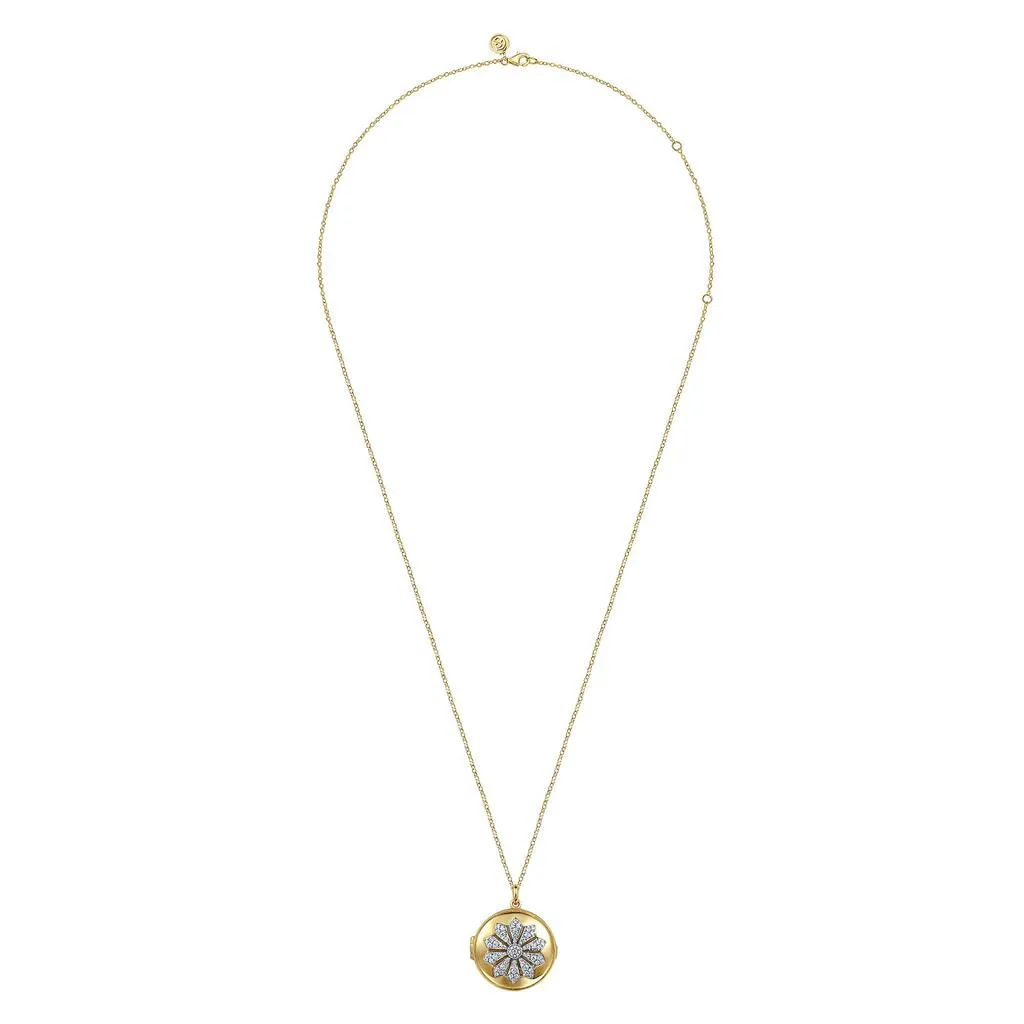 Gabriel & Co. 14K White-Yellow Gold Diamond Locket Necklace