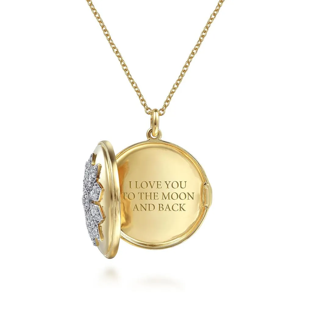 Gabriel & Co. 14K White-Yellow Gold Diamond Locket Necklace