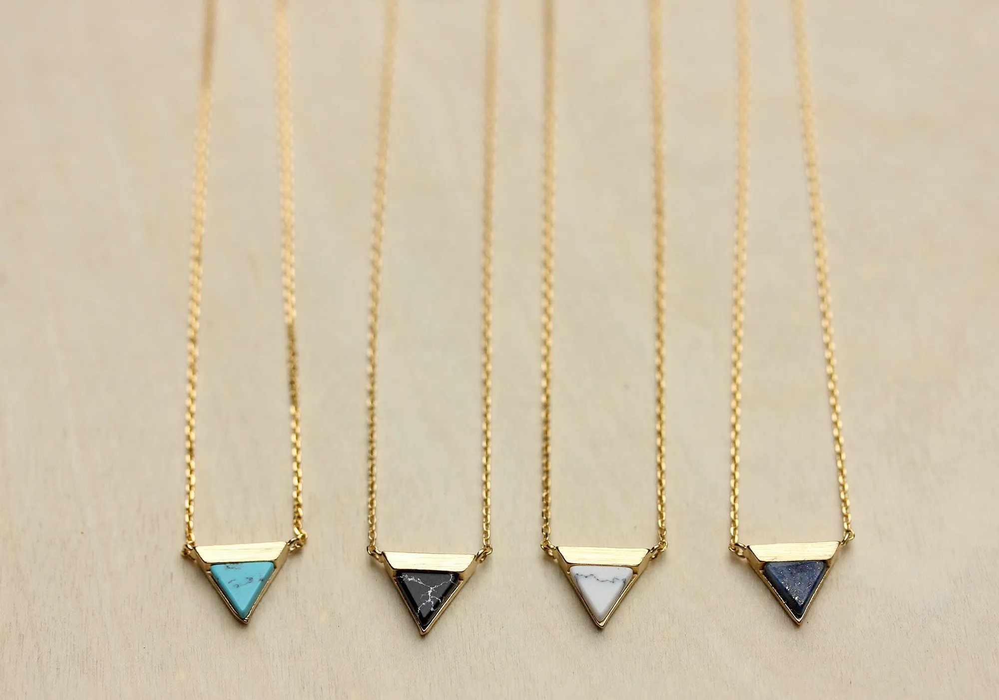 Gemstone Split Triangle Necklace