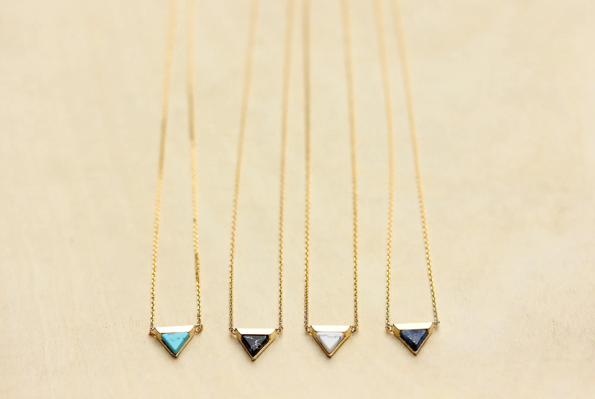 Gemstone Split Triangle Necklace
