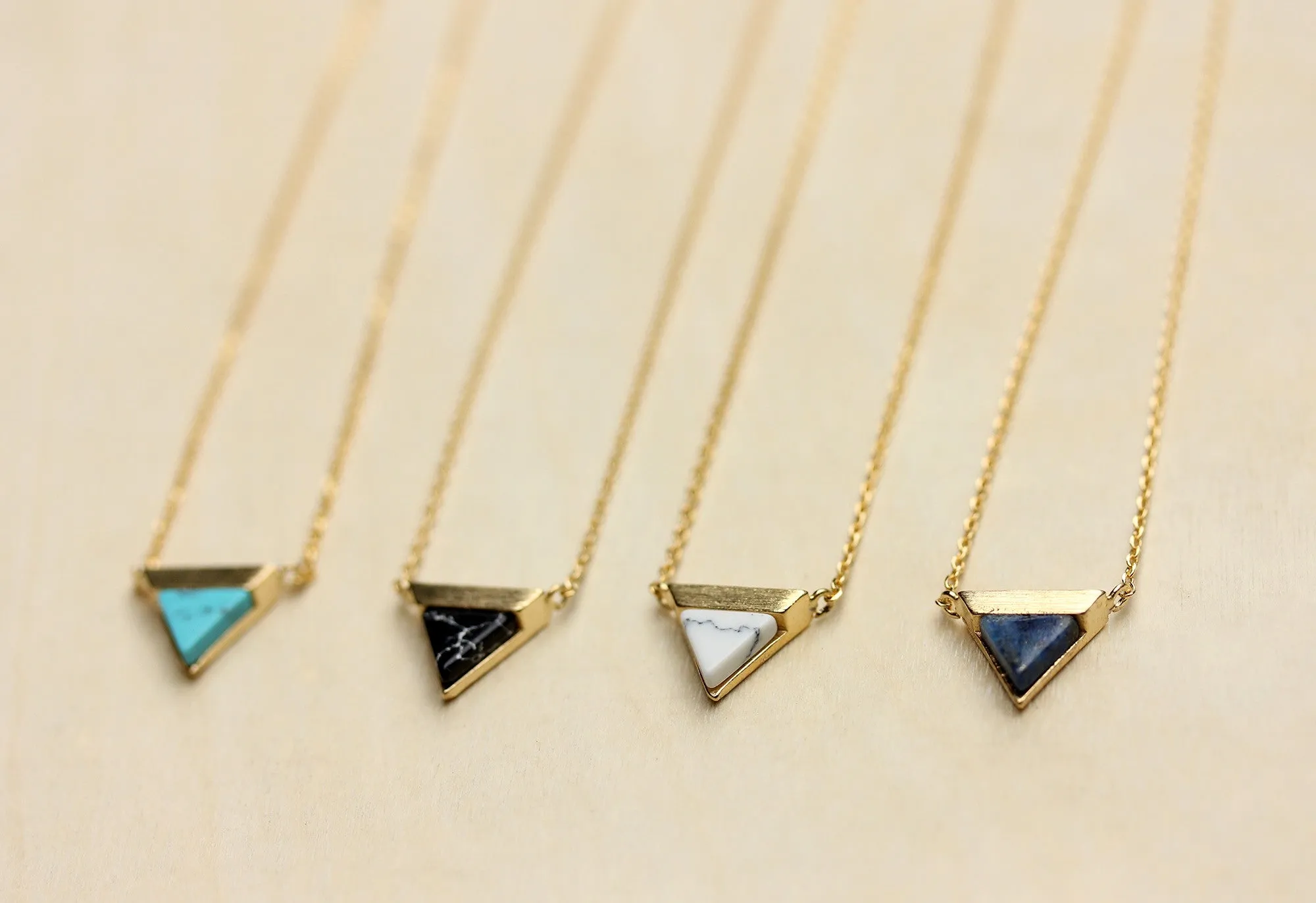 Gemstone Split Triangle Necklace