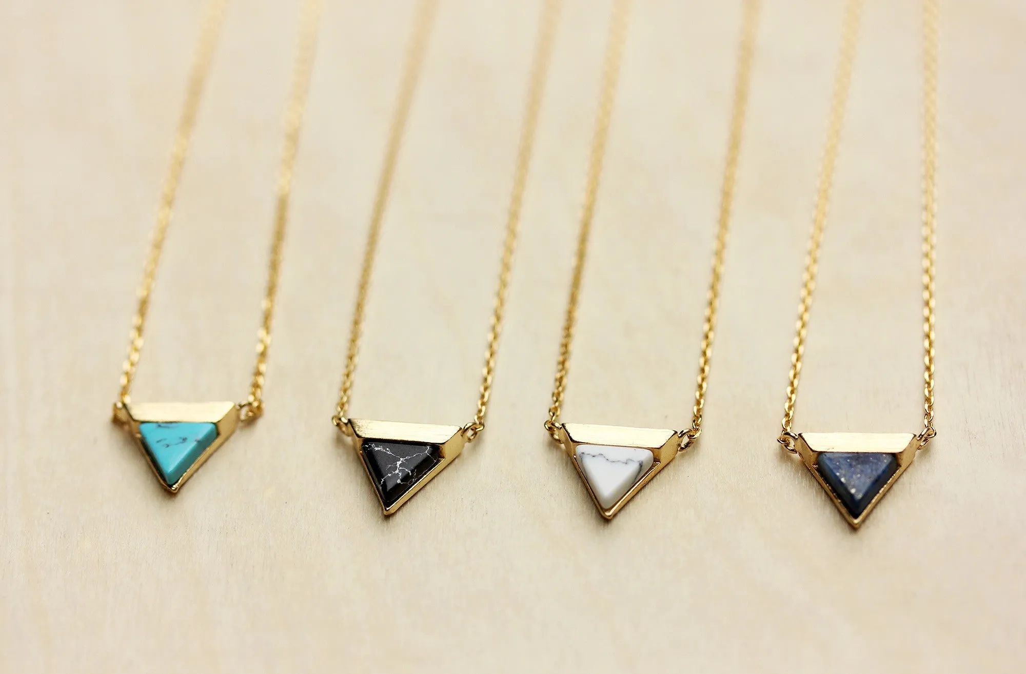 Gemstone Split Triangle Necklace