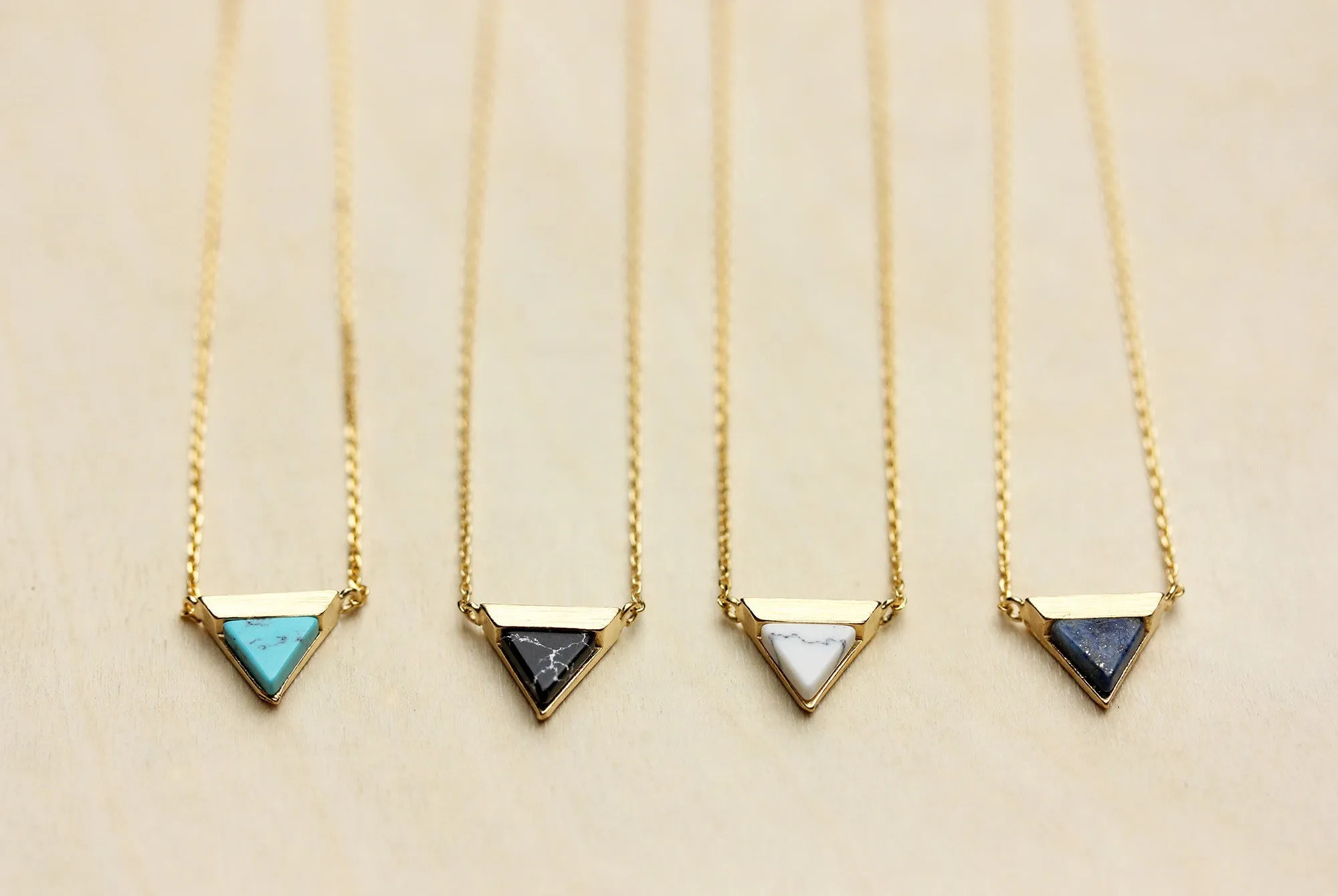 Gemstone Split Triangle Necklace