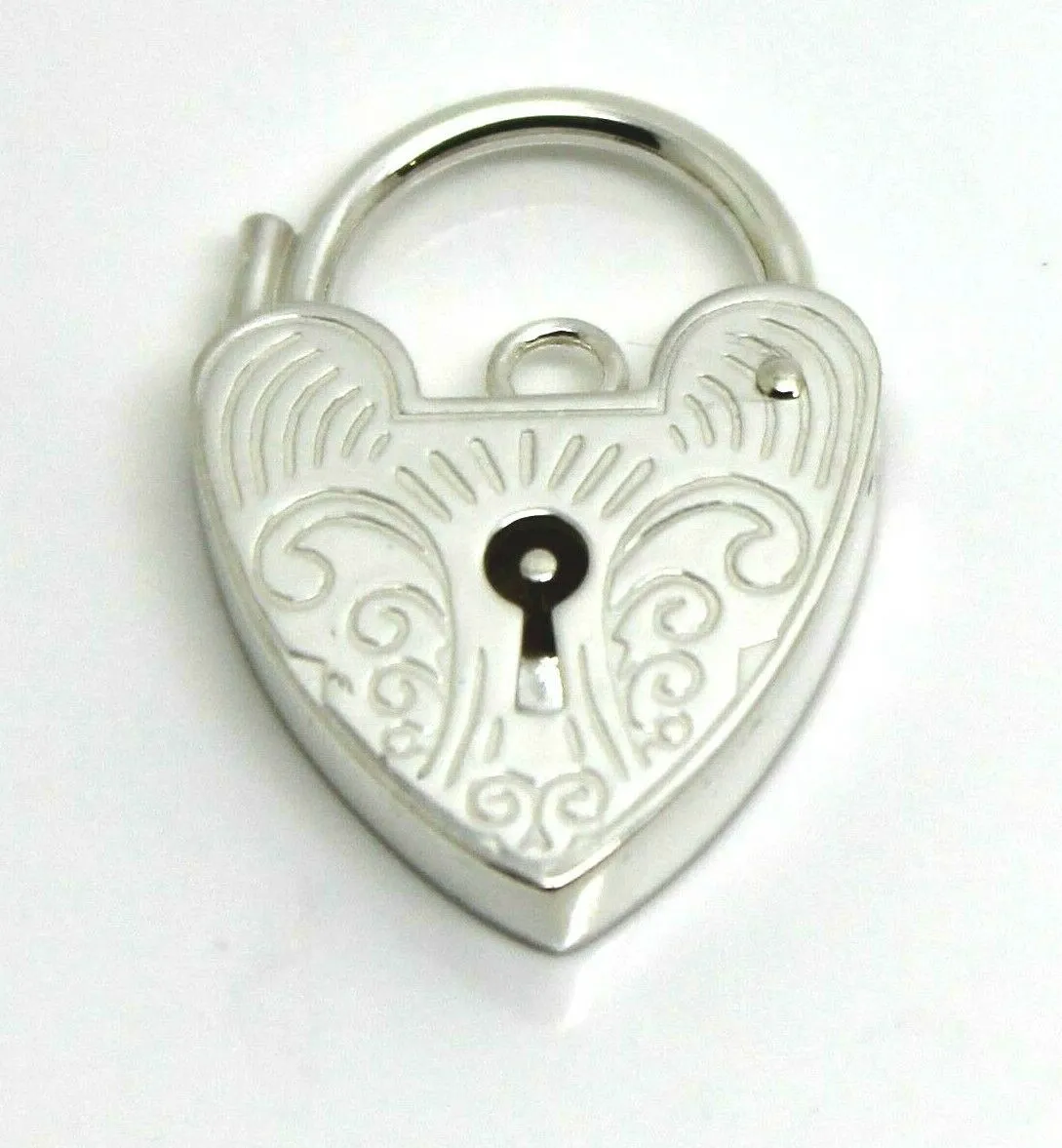 Genuine 13.5mm Sterling Silver 925 Engraved Heart Padlock Locket