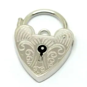 Genuine 13.5mm Sterling Silver 925 Engraved Heart Padlock Locket