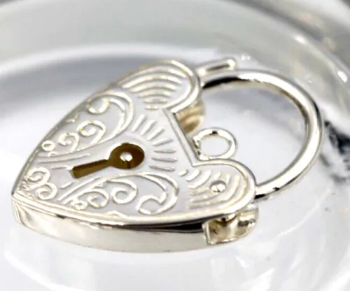 Genuine 13.5mm Sterling Silver 925 Engraved Heart Padlock Locket