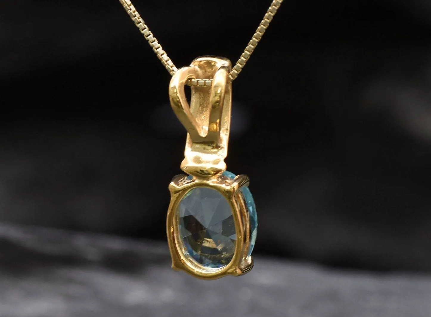 Gold Aqua Pendant - Blue Aquamarine Necklace, Gold Egyptian Pendant